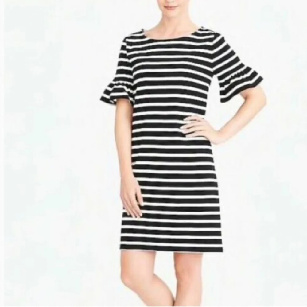 J. Crew Ruffle Sleeve Striped Shift Dress Sz S - Picture 1 of 12